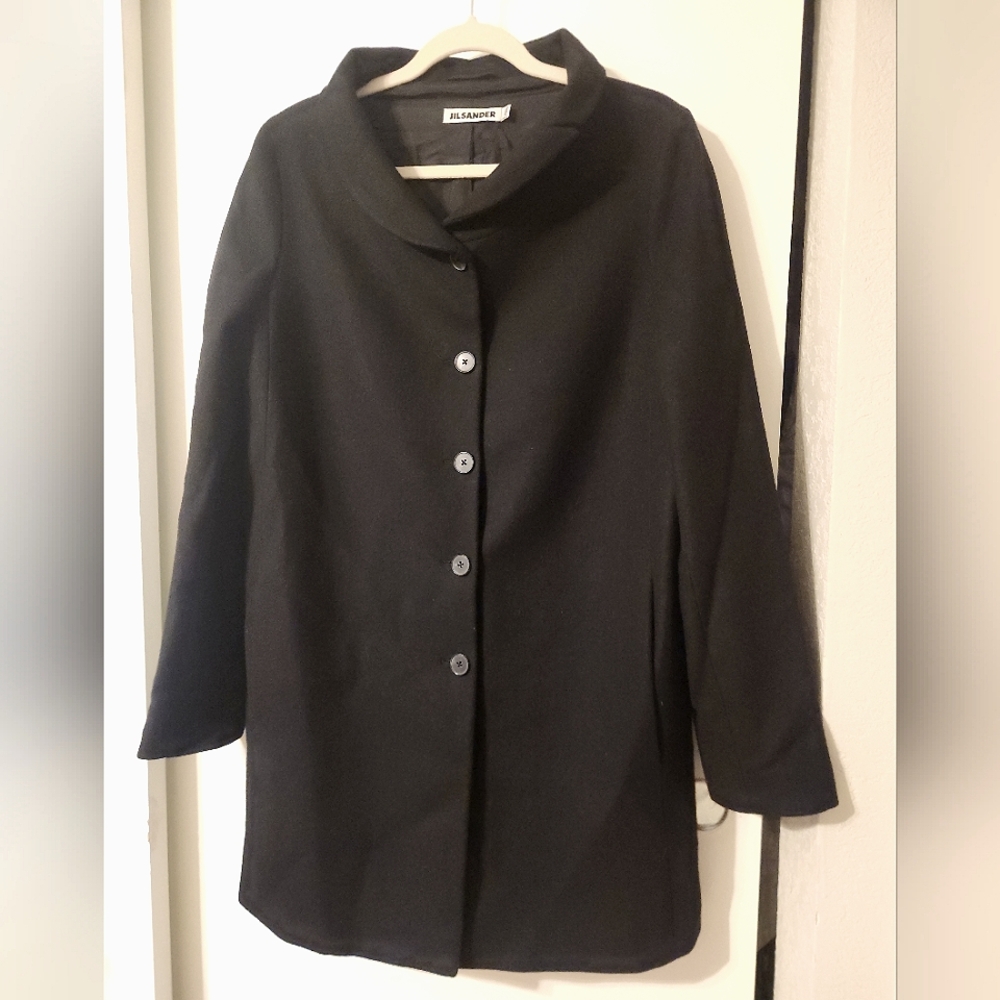 Jil Sander Black Wool Coat Size 40